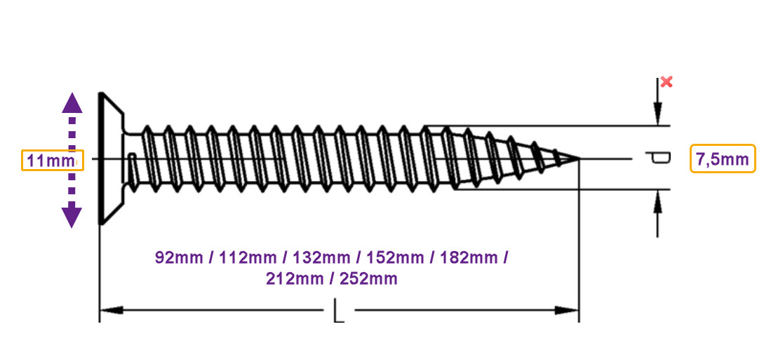 7,5mm Senkkopf (für Kunststoff-Profile)